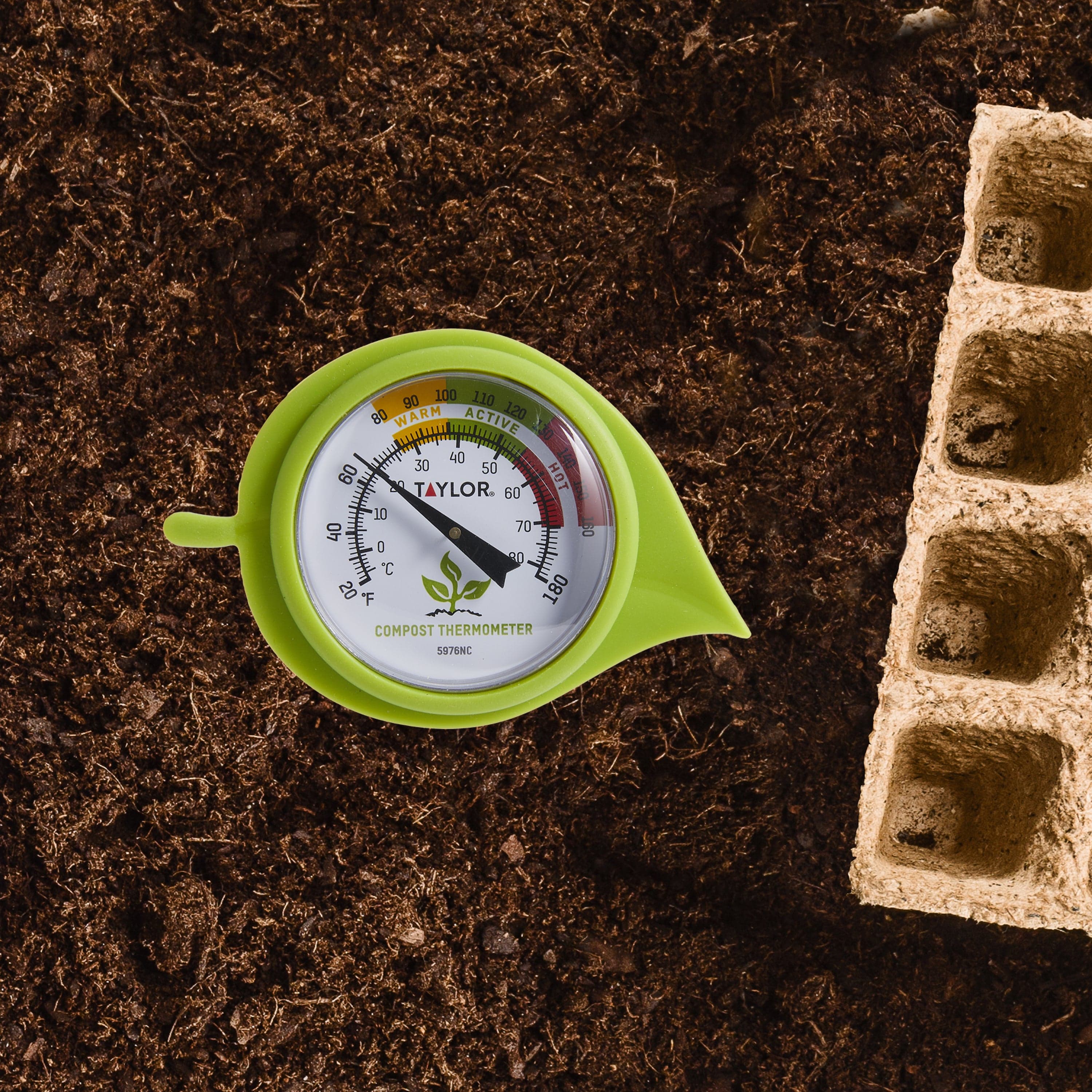 Compost Thermometer with Decorative Leaf Guard