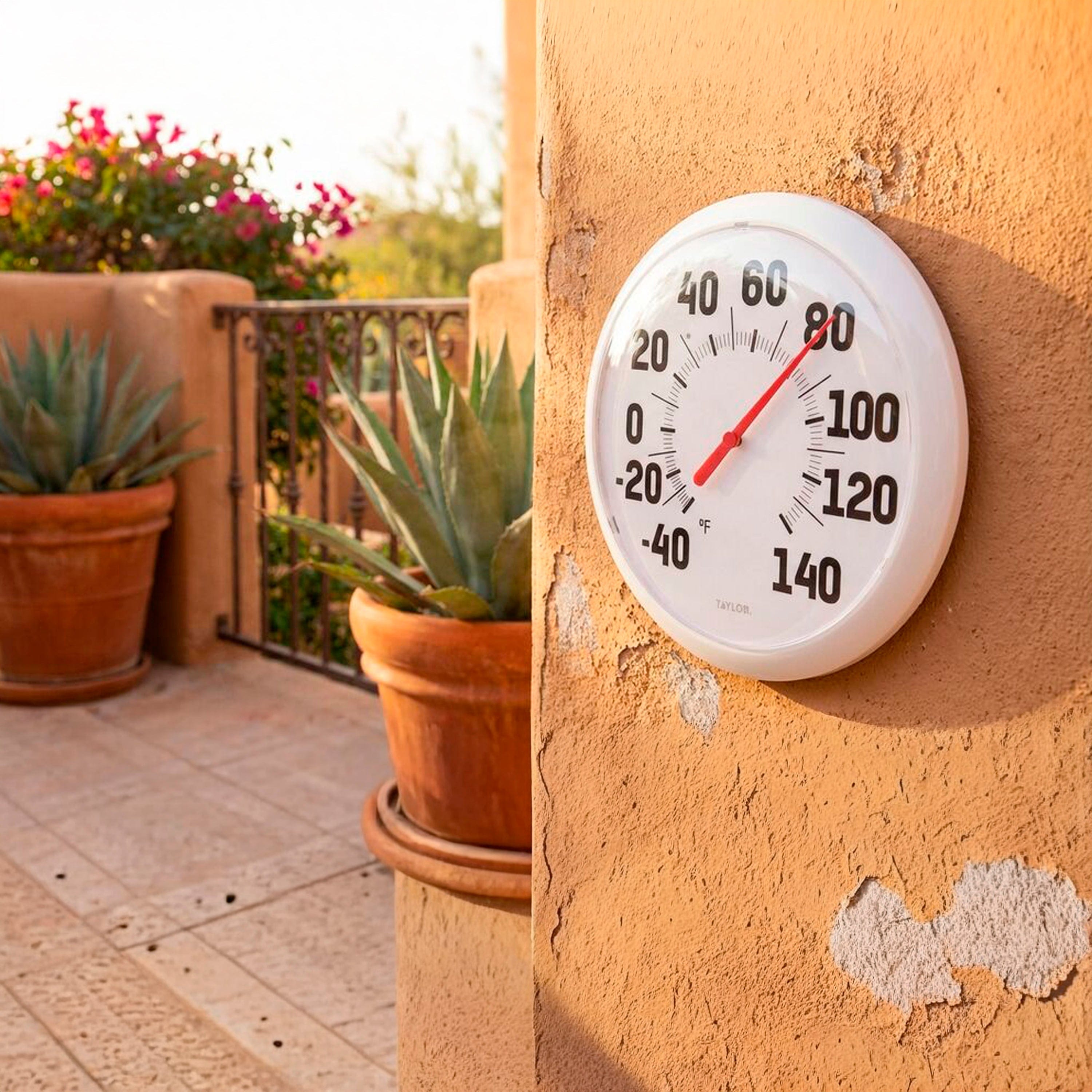 13.25" Big & Bold Dial Outdoor Thermometer, White