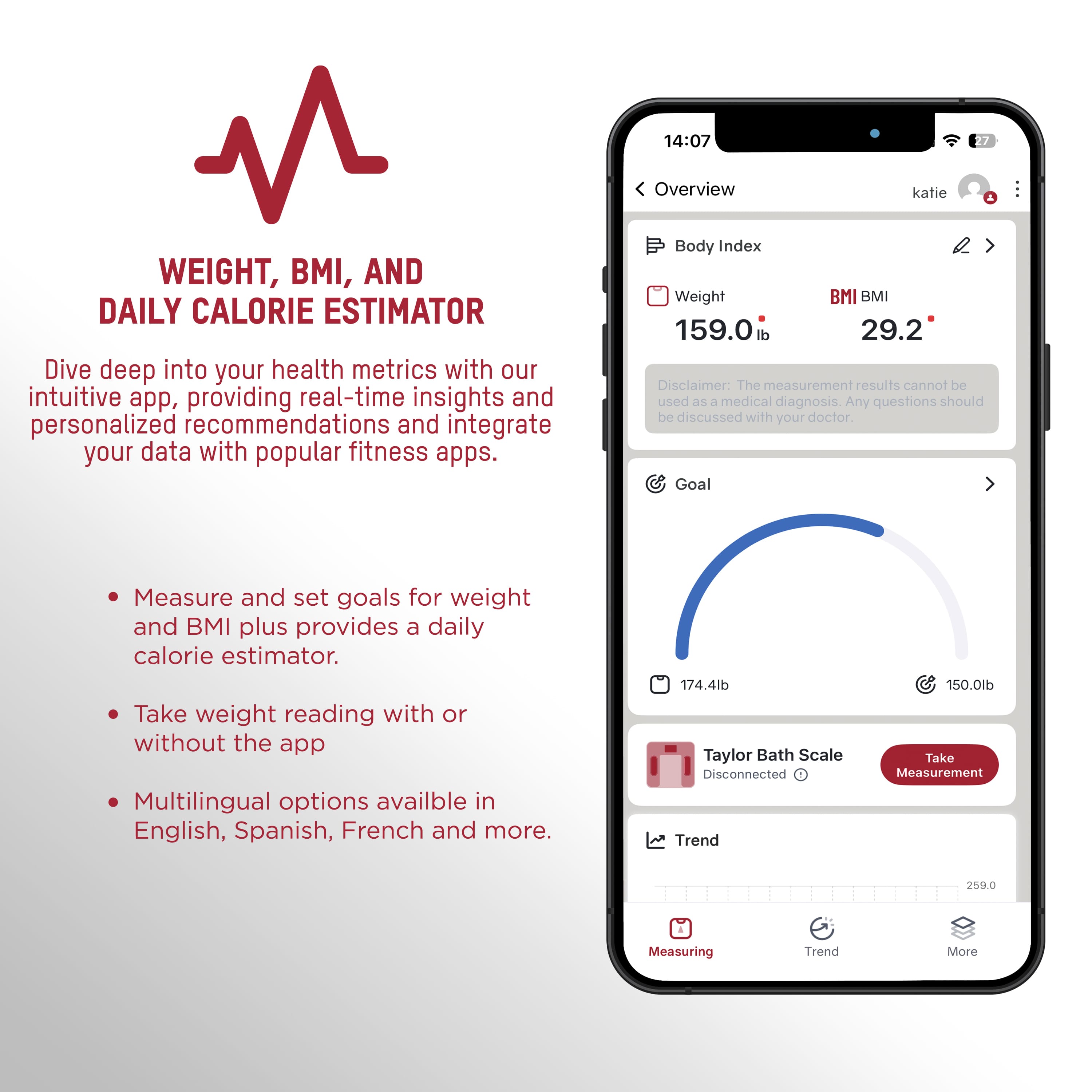 Smart Body Composition Scale with Quick-view display and Precision Hub App