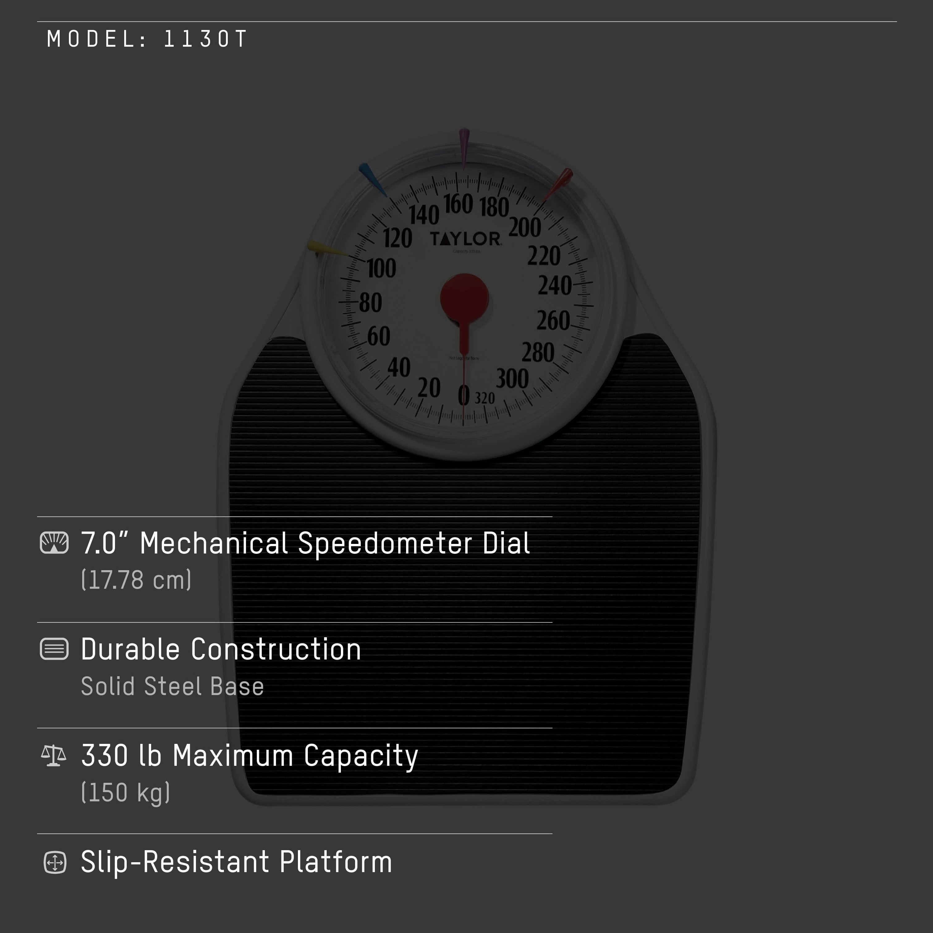Large Dial Mechanical Speedometer Bath Scale with WeighTracker®