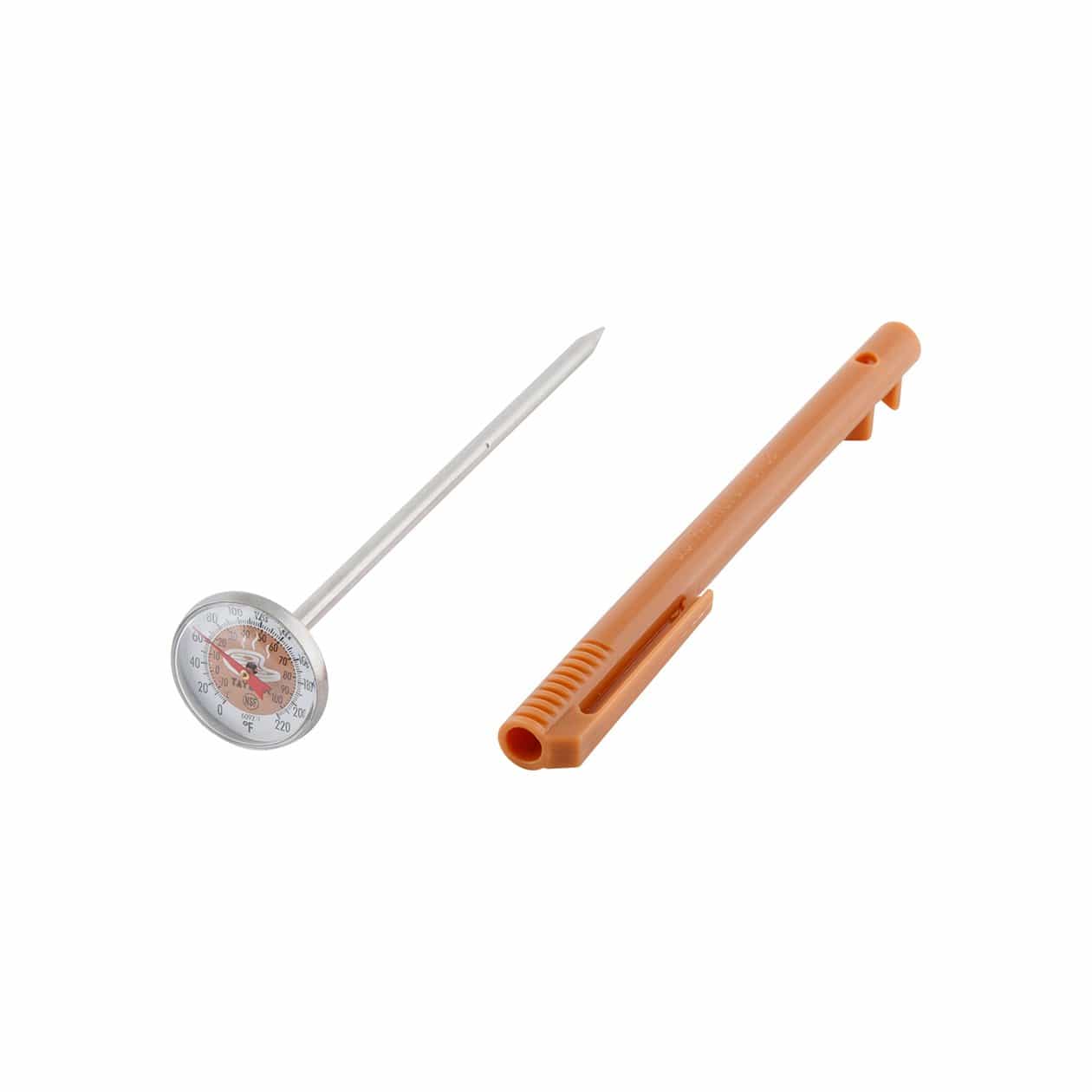 Solid-stem thermometer with stainless steel pocket