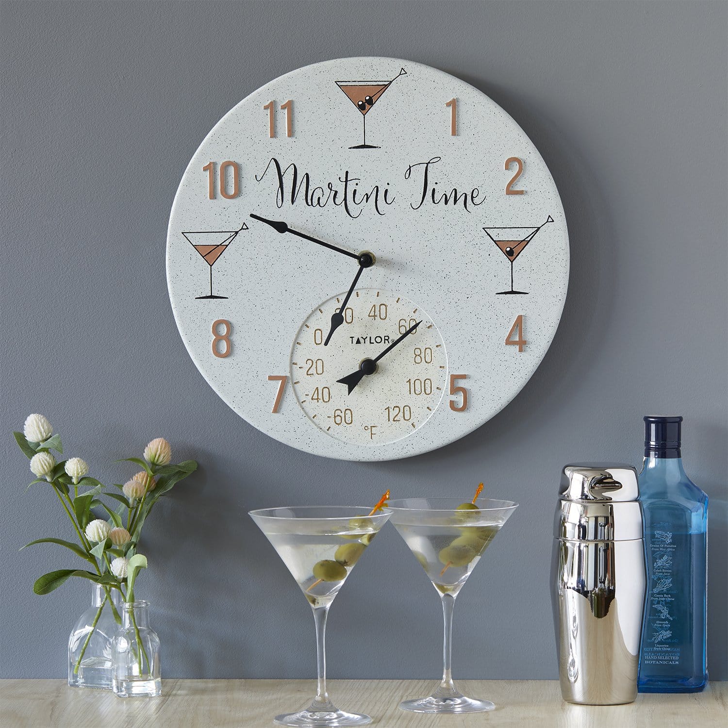 Reloj de 14" con termómetro para martini