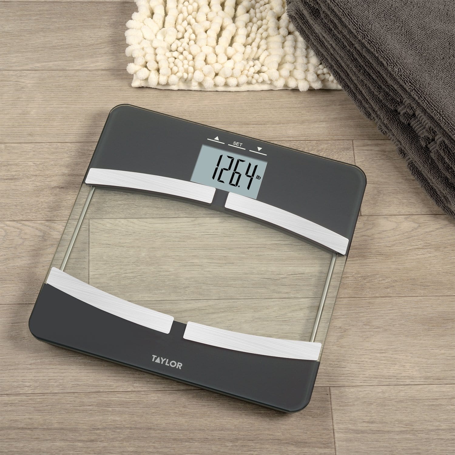 Báscula de composición corporal de vidrio