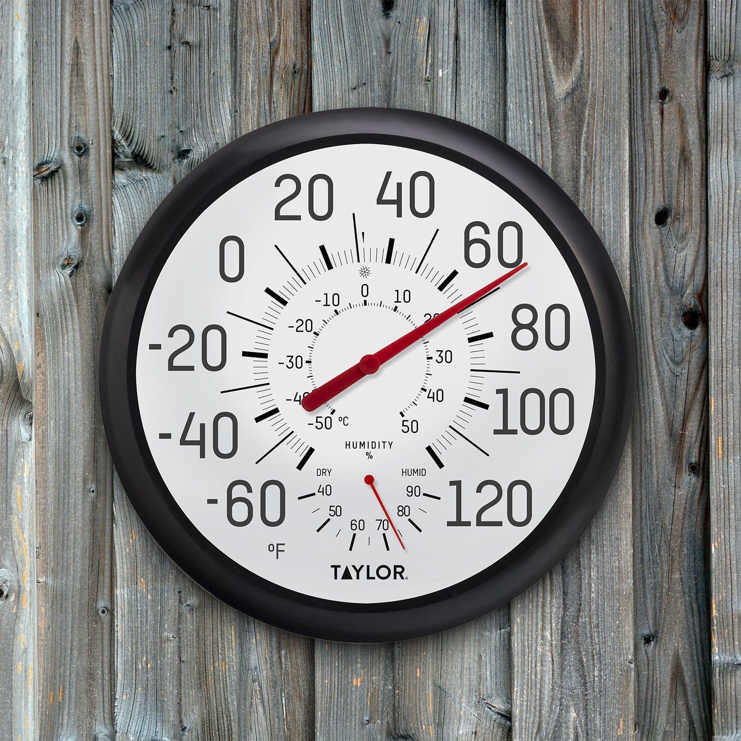 13.25" Black & White Thermometer & Hygrometer