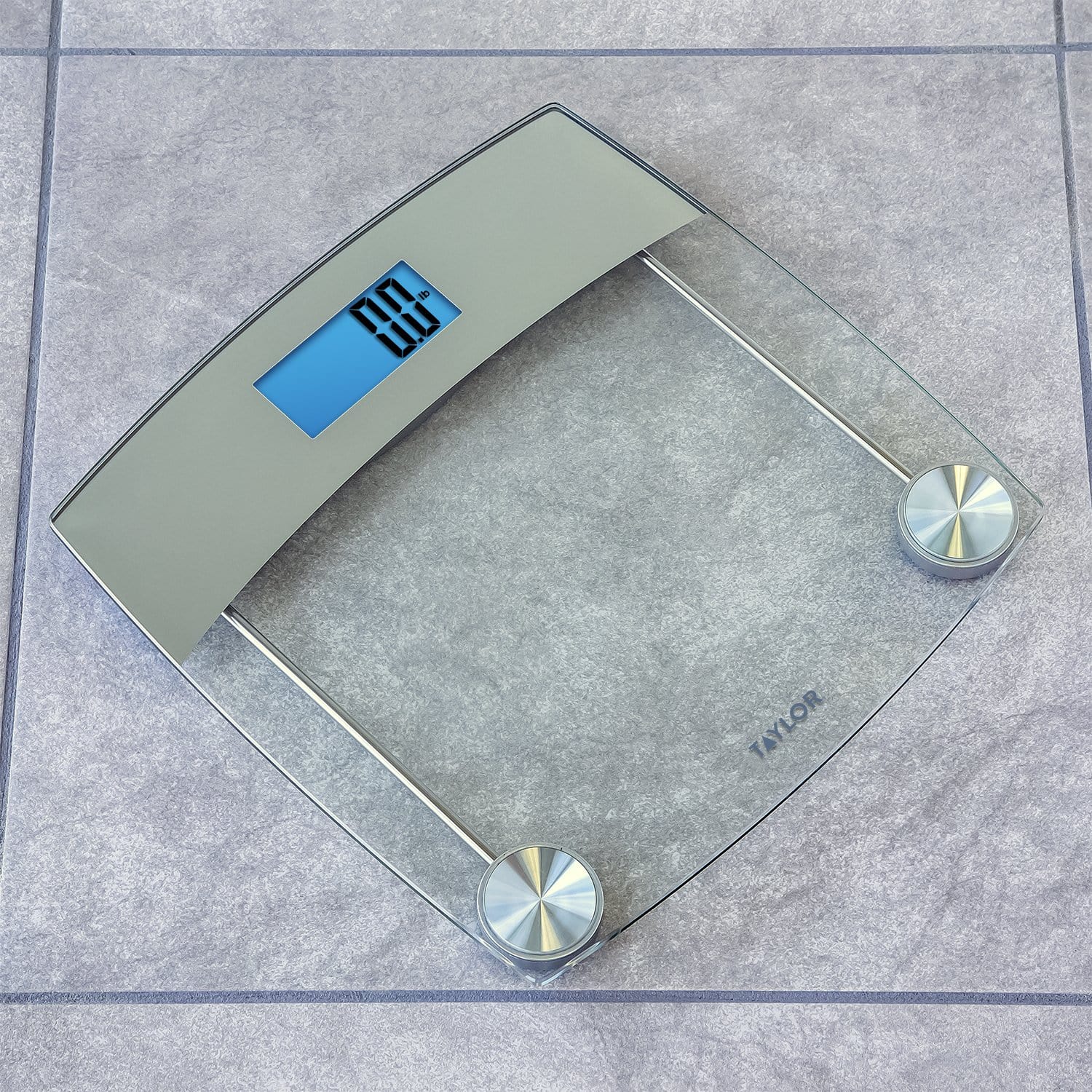 Digital Glass Bathroom Scale with Stainless Steel Accents