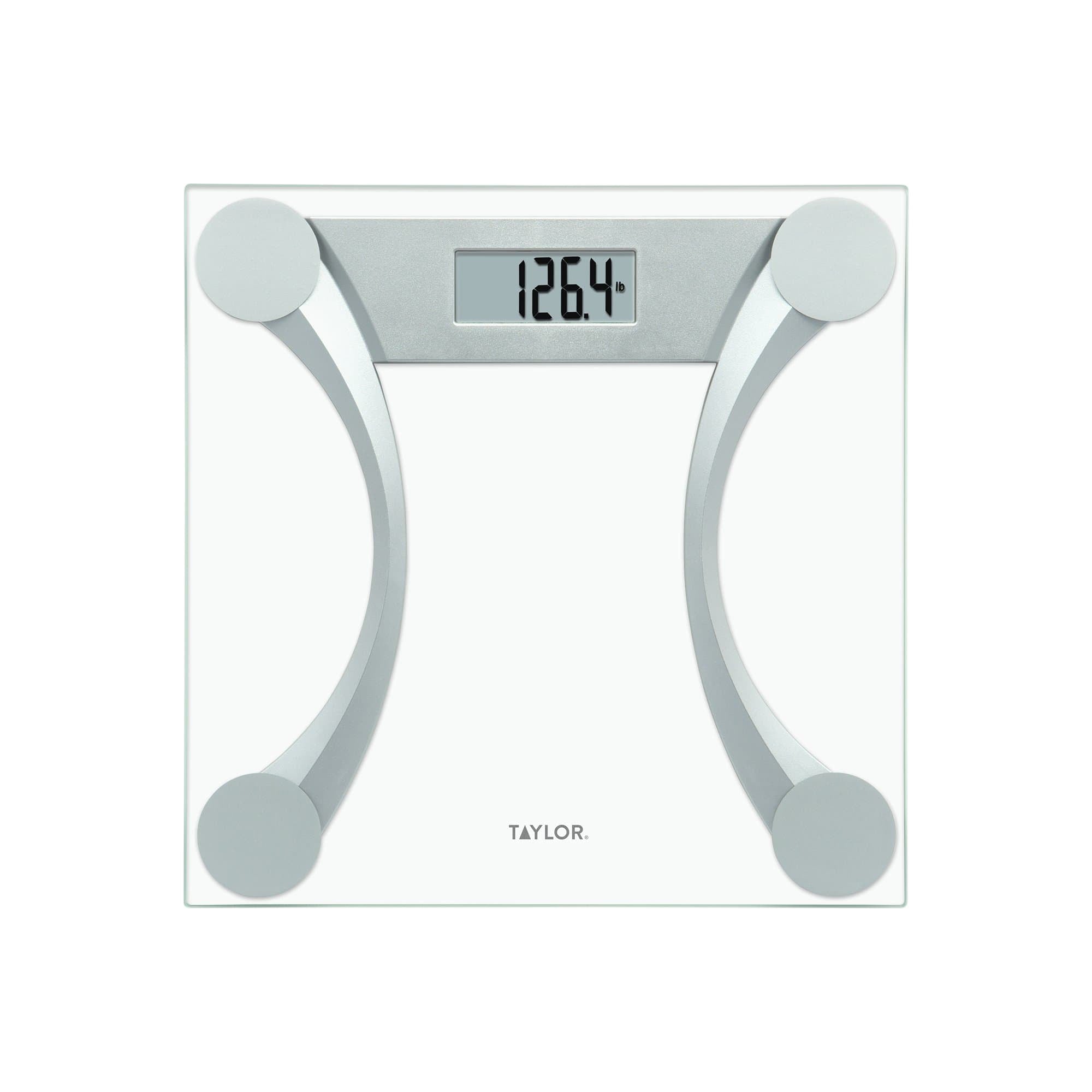 Clear Glass Digital Bathroom Scale with Metallic Accents