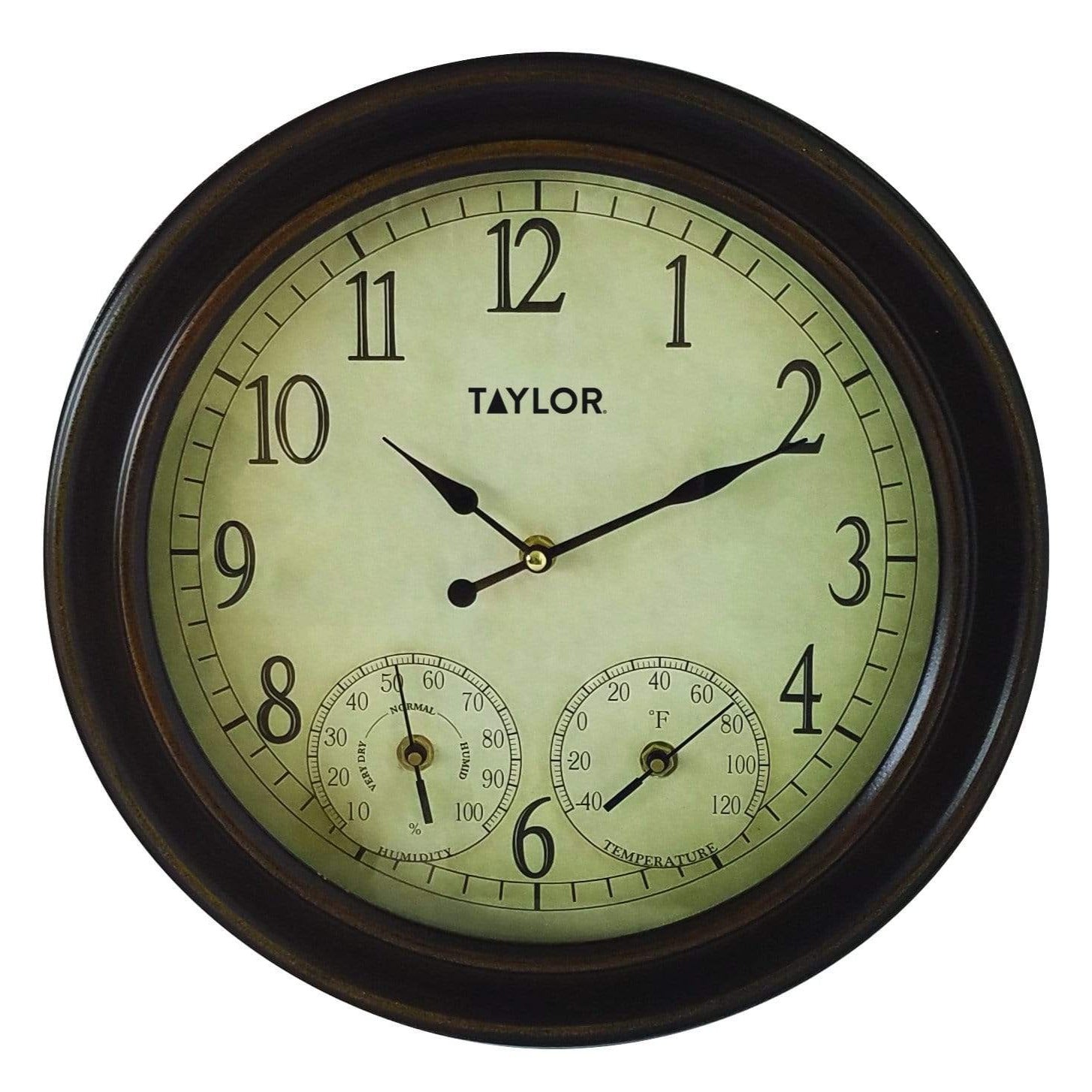 outdoor clock with plant hanger 14" Metal Garden Clock with Hygrometer and Thermometer
