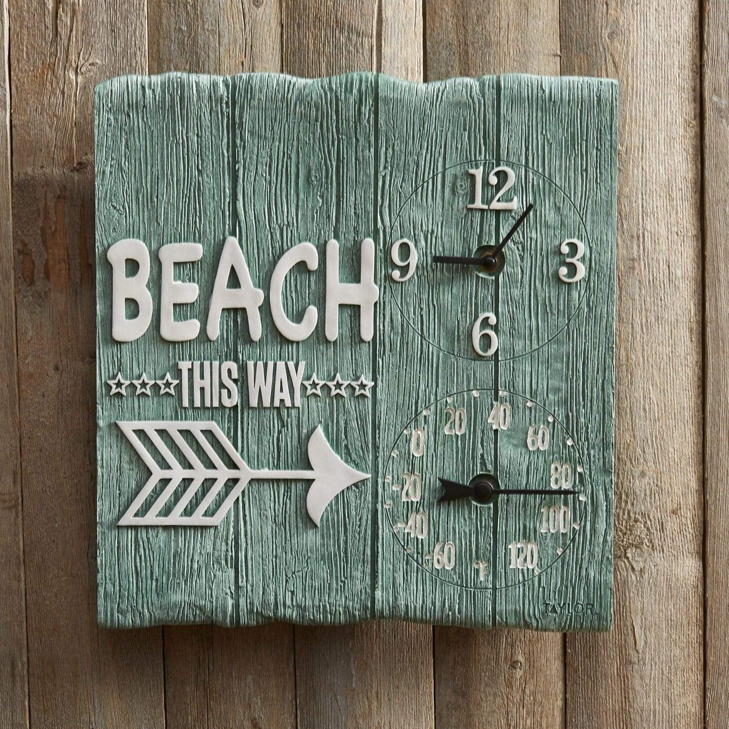 Reloj Beach This Way de 14" x 14" con termómetro