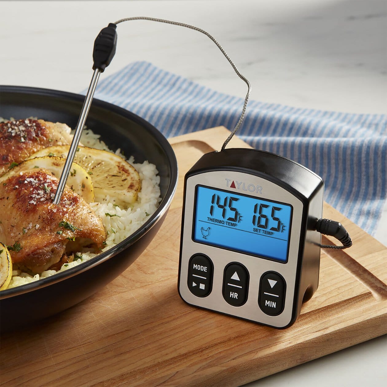 Taylor Digital Wired Probe Thermometer - Customized Temperature Setting -  White - Meat Thermometer - Alarm Signal - Energy Star in the Meat  Thermometers department at