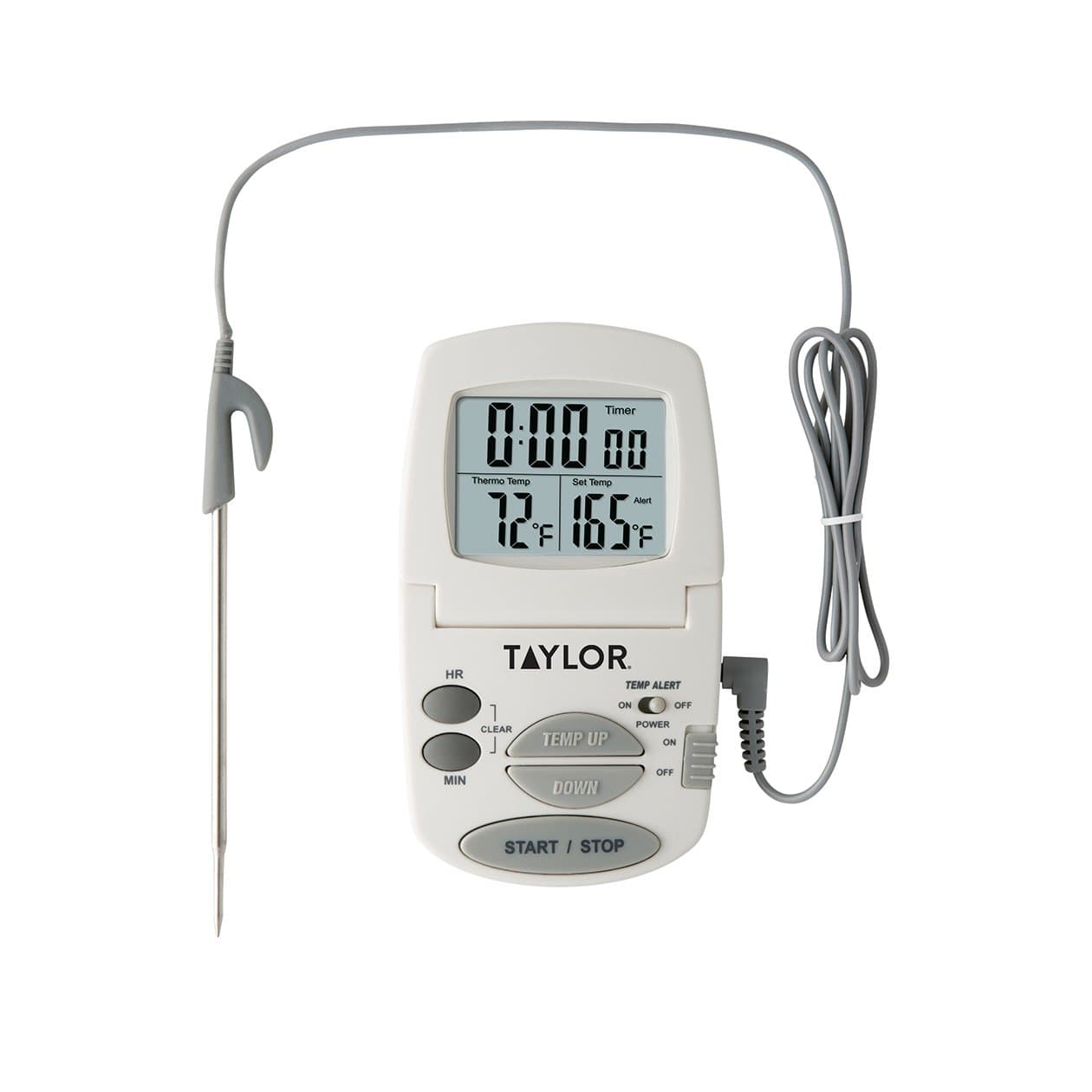 Taylor Pro Programmble Thermometer with Probe and Timer, Silver