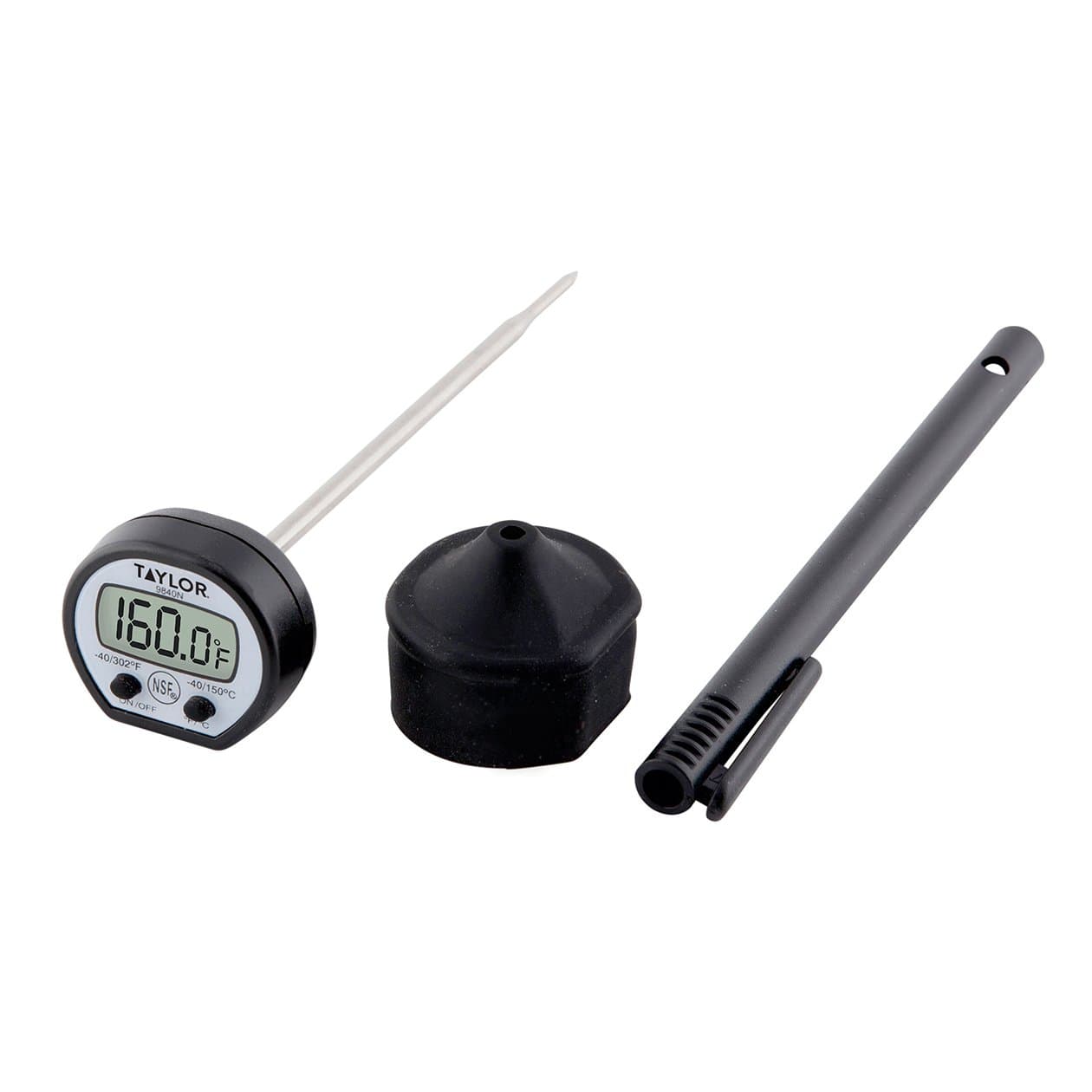 Taylor 9840RB 4 5/8″ Digital Pocket Probe Thermometer with Rubber Boot