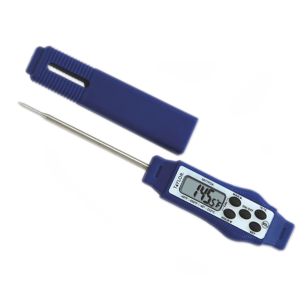Taylor 1476FDA Compact Folding Probe Digital Thermometer with Magnet and  Lanyard, 6.60' Height, 5.06' Width, 0.75' Length, Blue