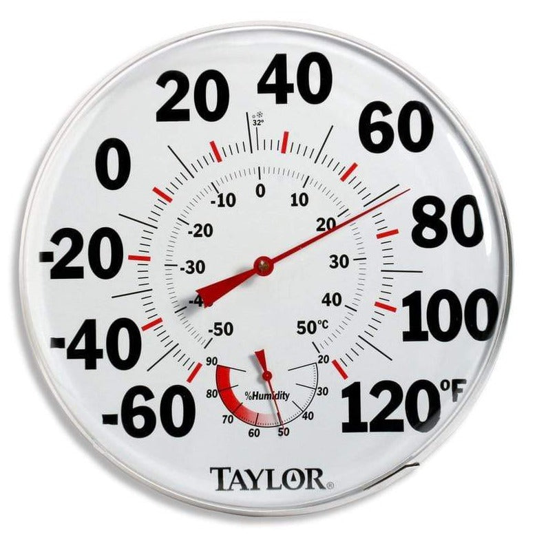 Taylor 497J 12 Dial Indoor / Outdoor Wall Thermometer with Hygrometer