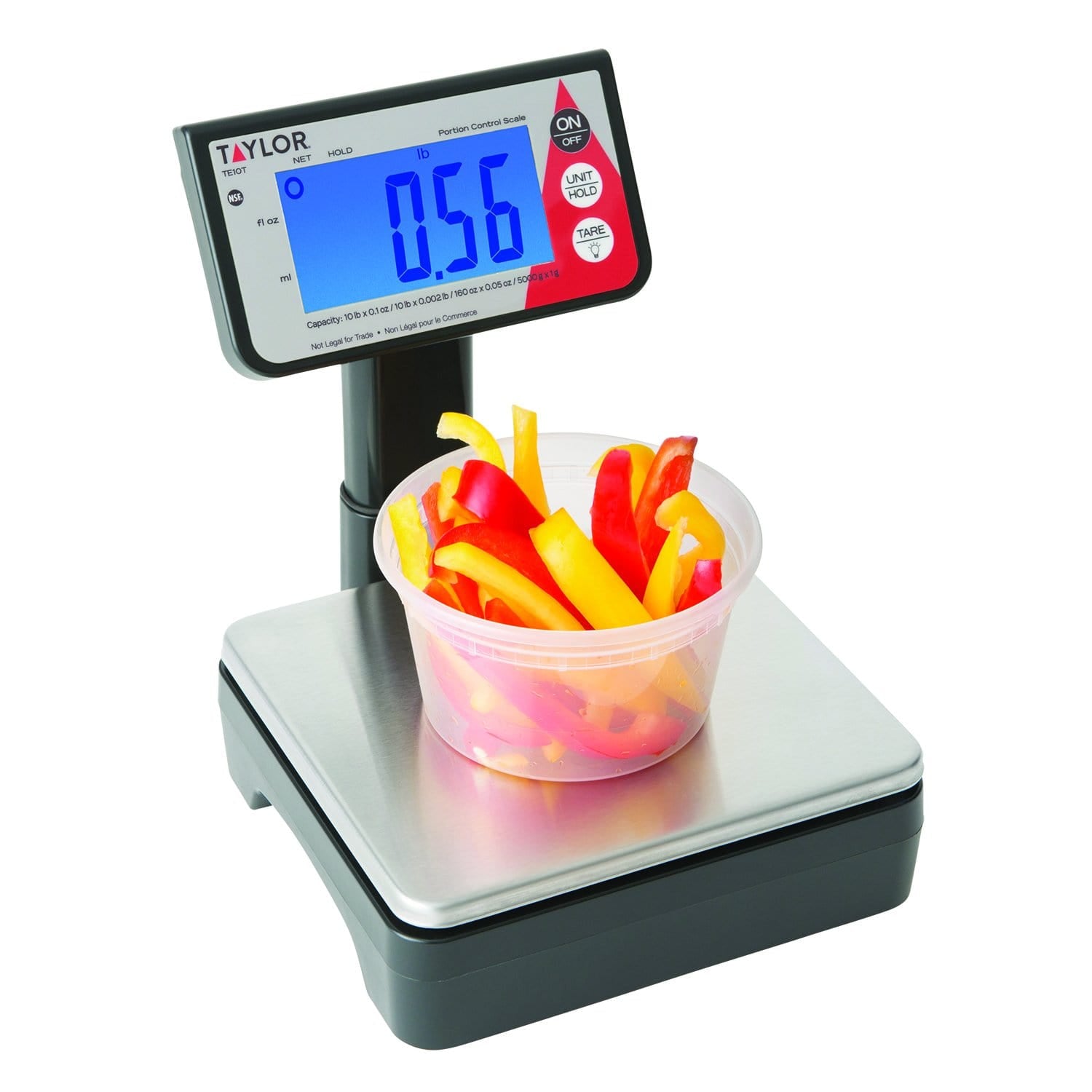 Taylor TE10SSW Electronic Portion Control Scale w/ LCD Digital Display, 10 lb, Stainless Steel