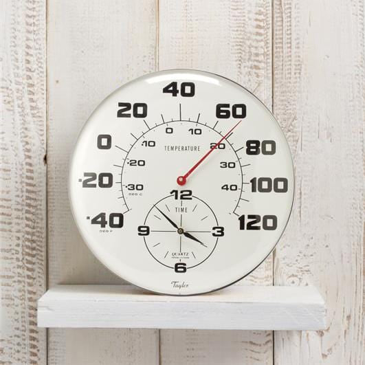 Wall Clock Thermometer-Indoor Outdoor Decorative Large 18 inch
