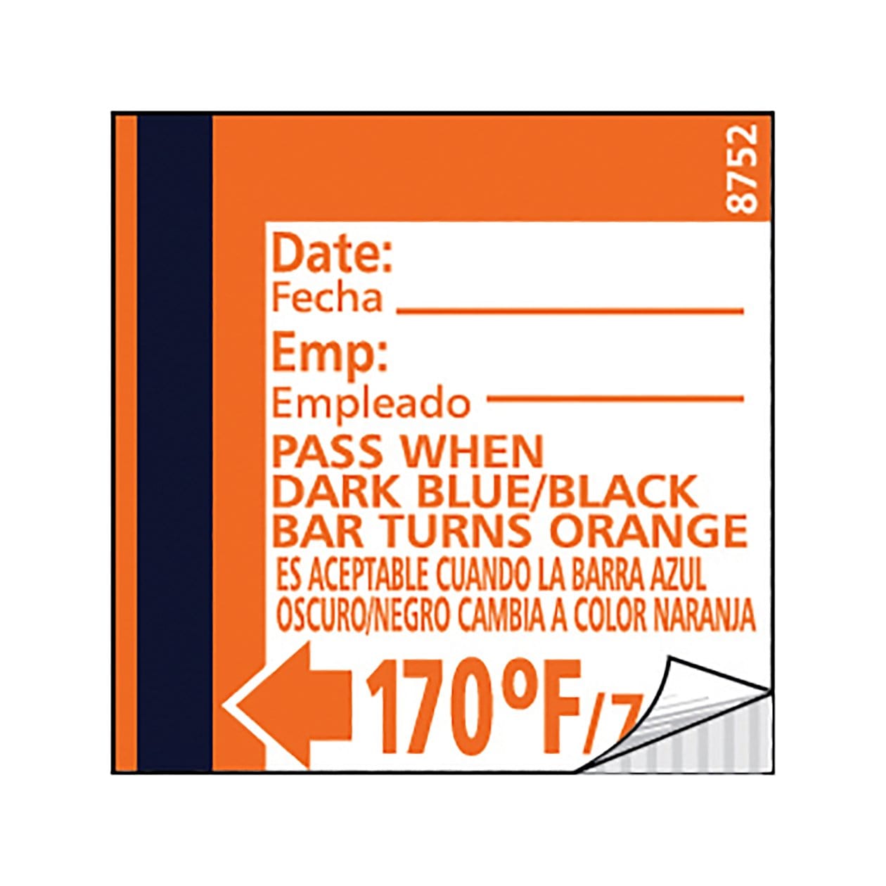 Etiquetas de prueba de temperatura para lavavajillas TempRite®