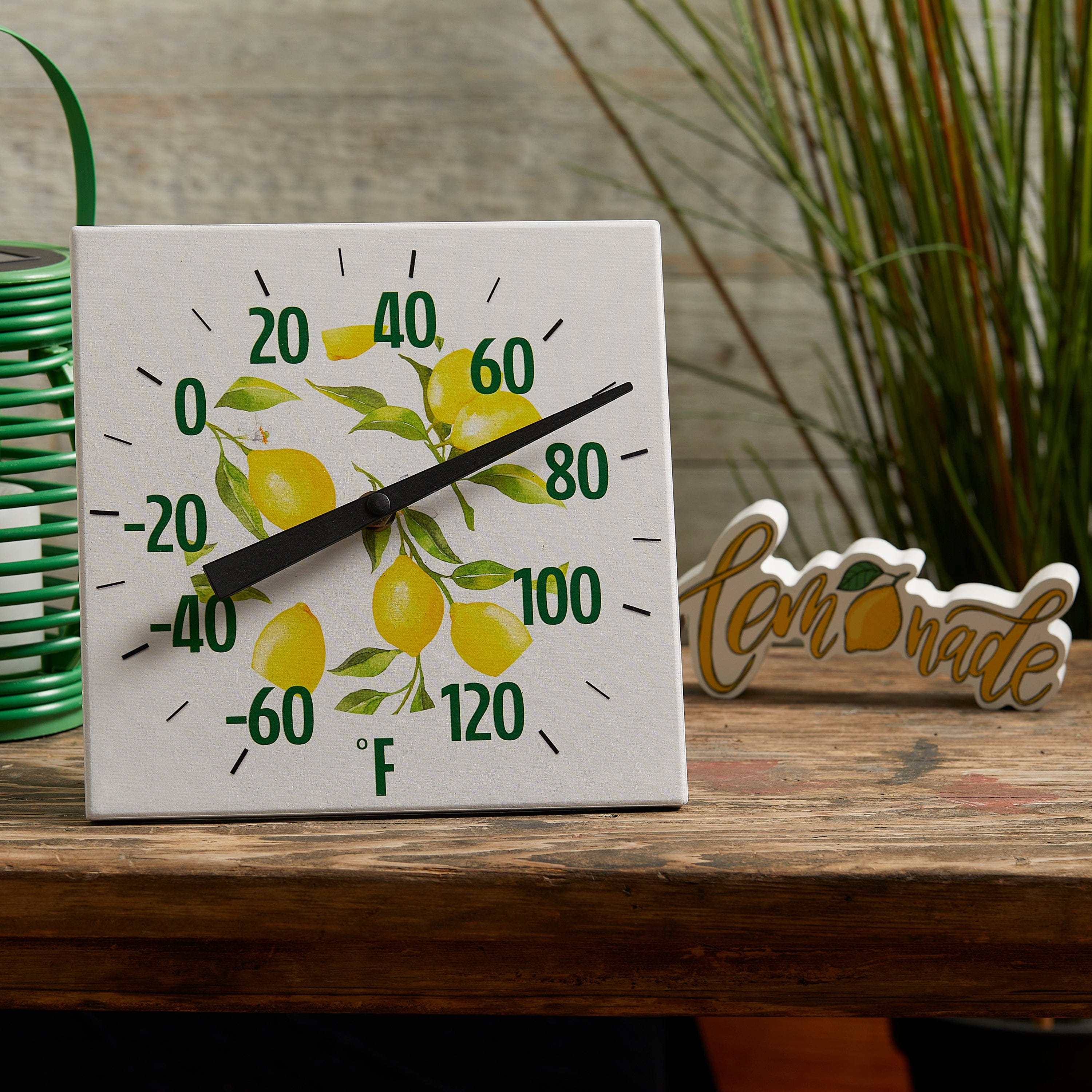 Ceramic Lemon Pattern Tabletop and Hanging Decorative Thermometer