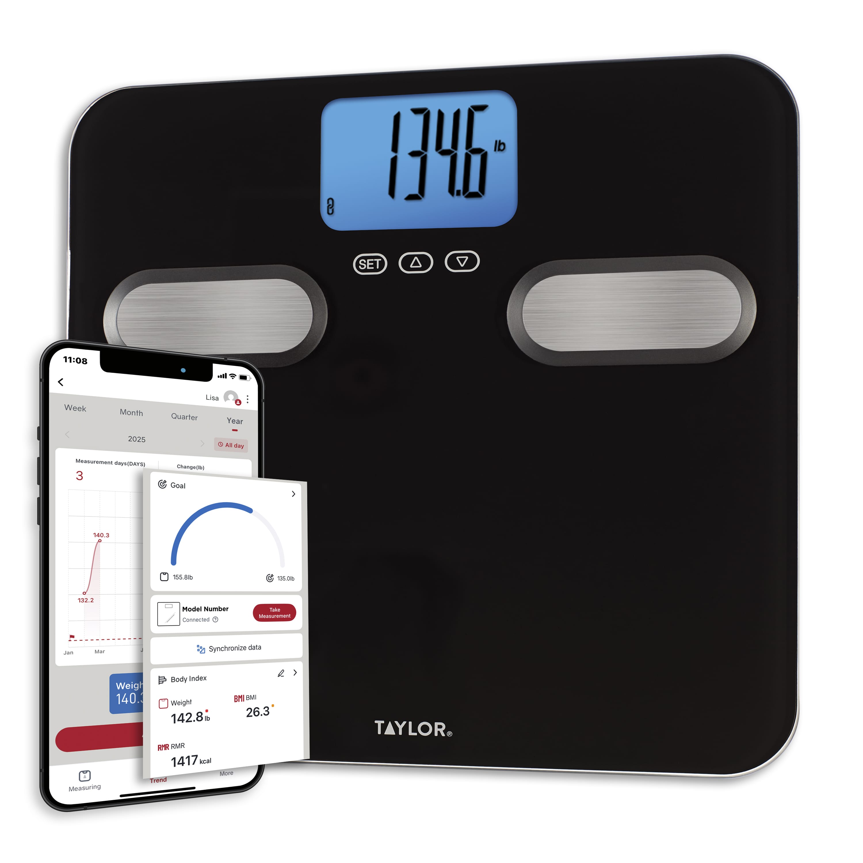 Taylor Smart Body Composition Scale with Precision Hub App