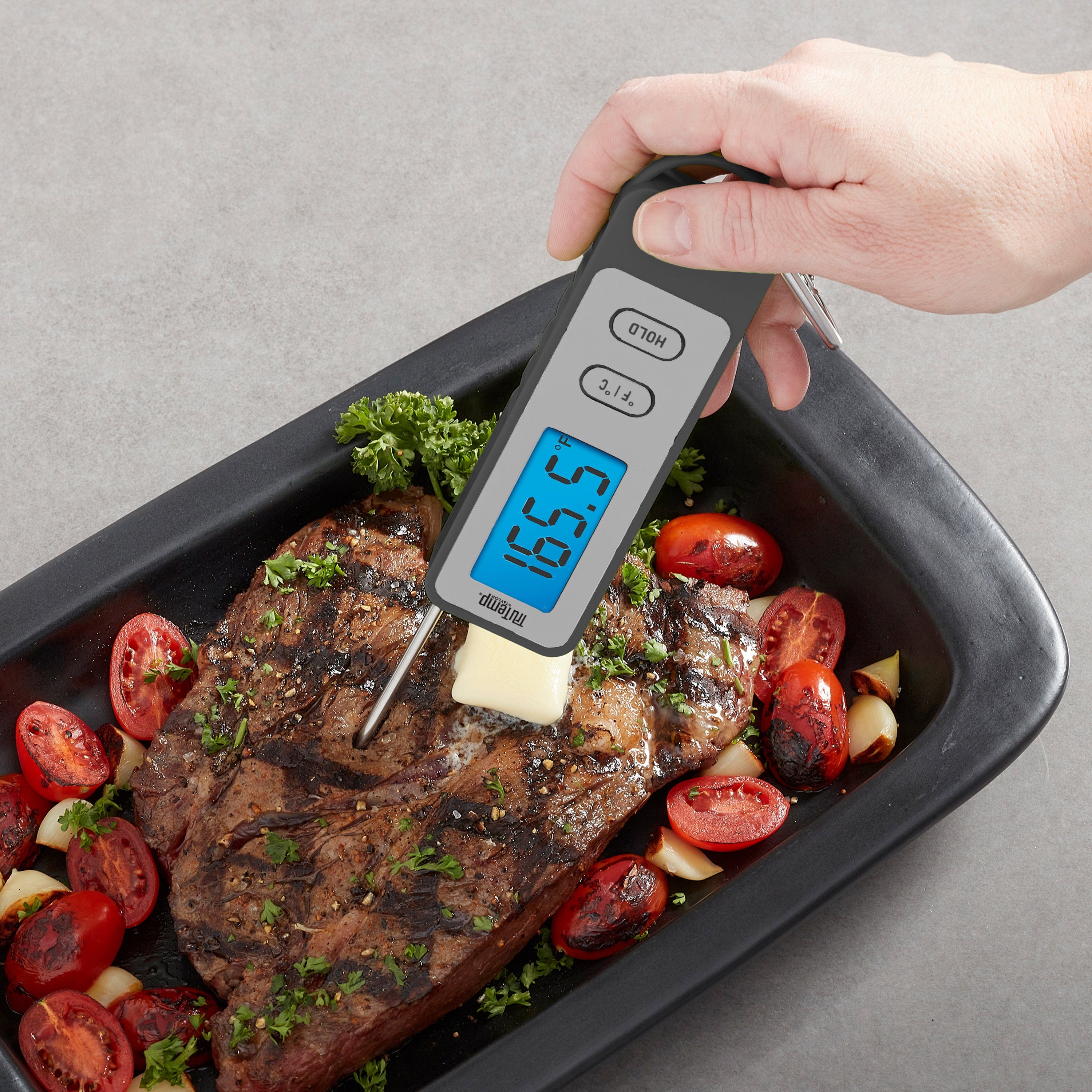 TruTemp Compact Digital Folding Meat Thermometer with Carabiner Clip