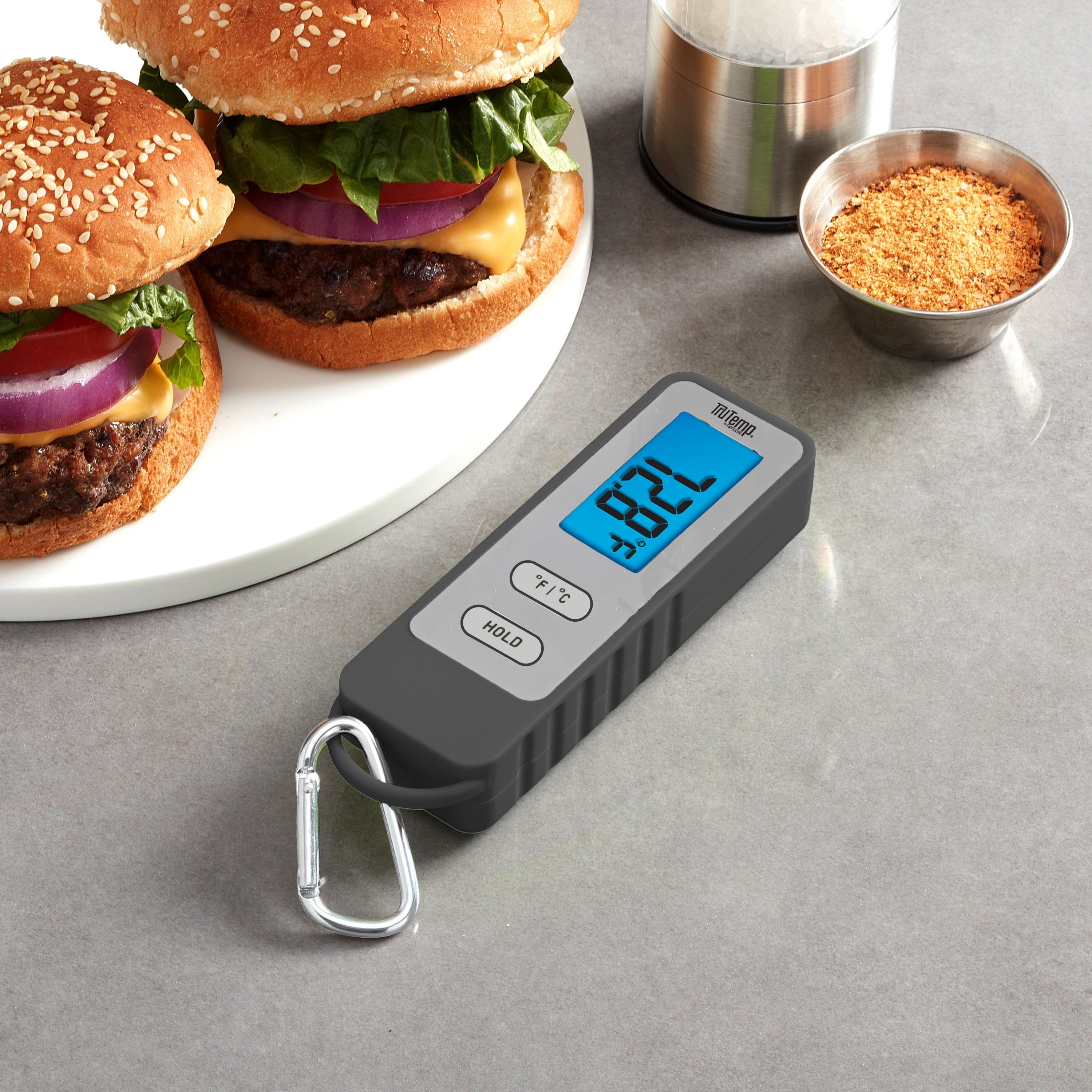 TruTemp Compact Digital Folding Meat Thermometer with Carabiner Clip