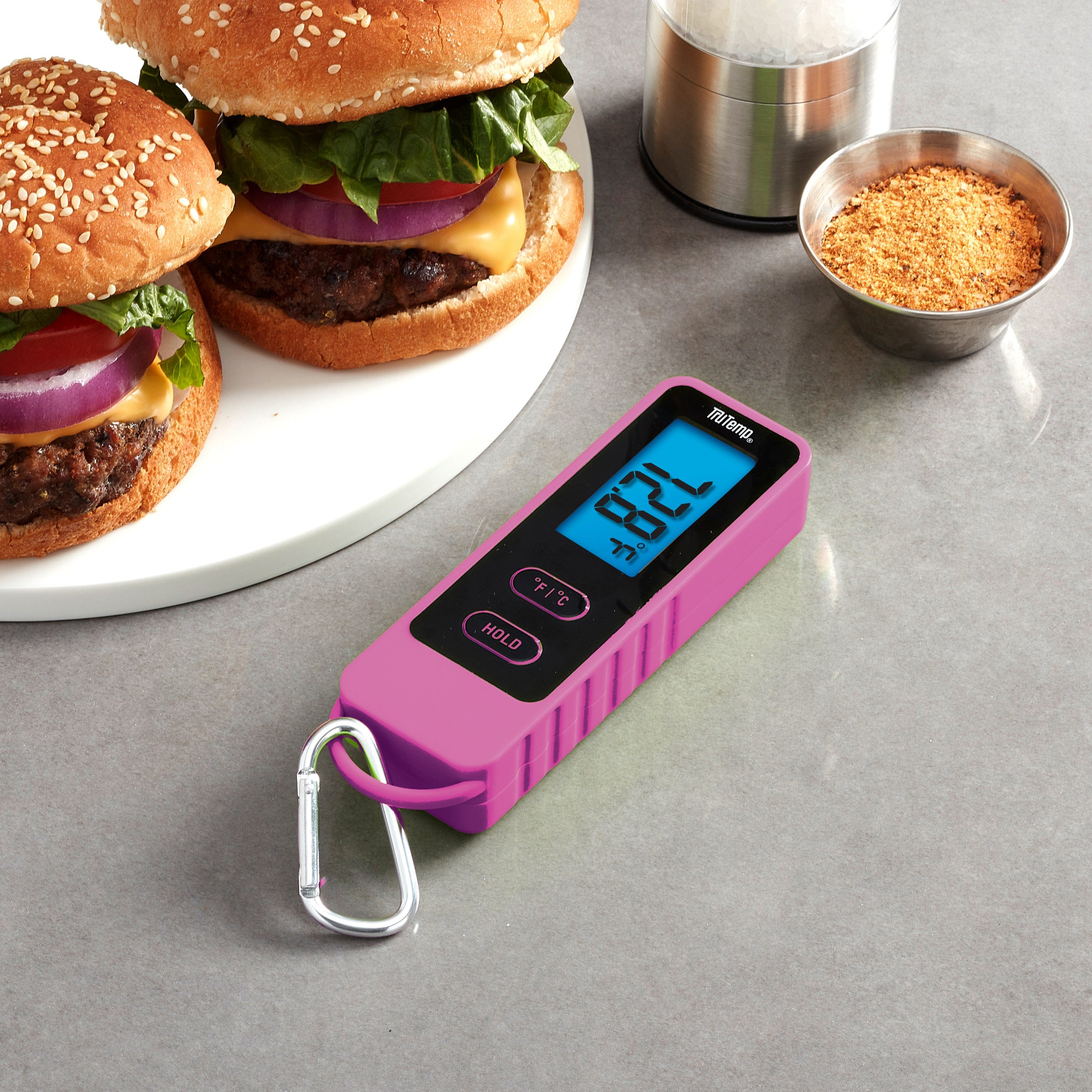 TruTemp Compact Digital Folding Meat Thermometer with Carabiner Clip