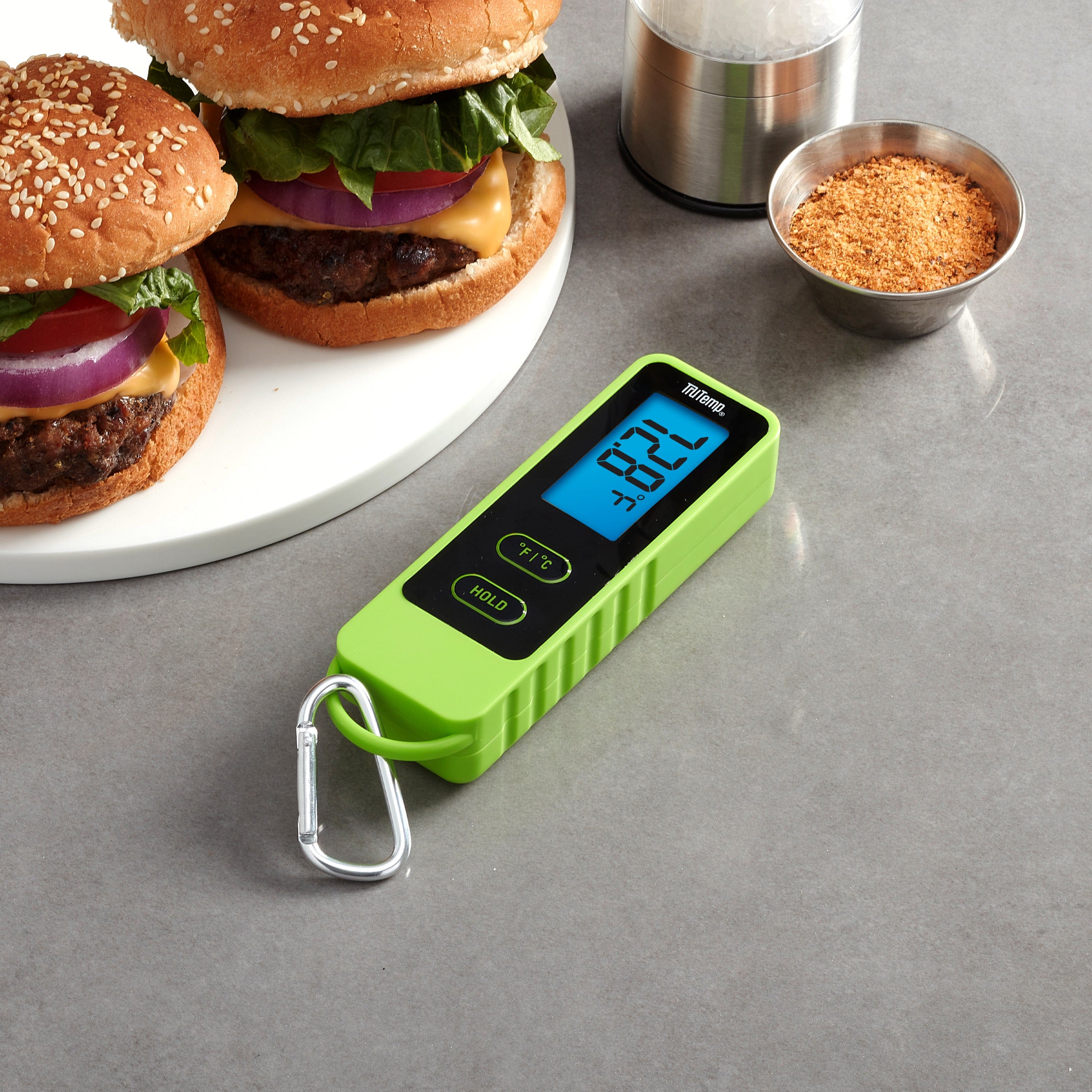 TruTemp Compact Digital Folding Meat Thermometer with Carabiner Clip