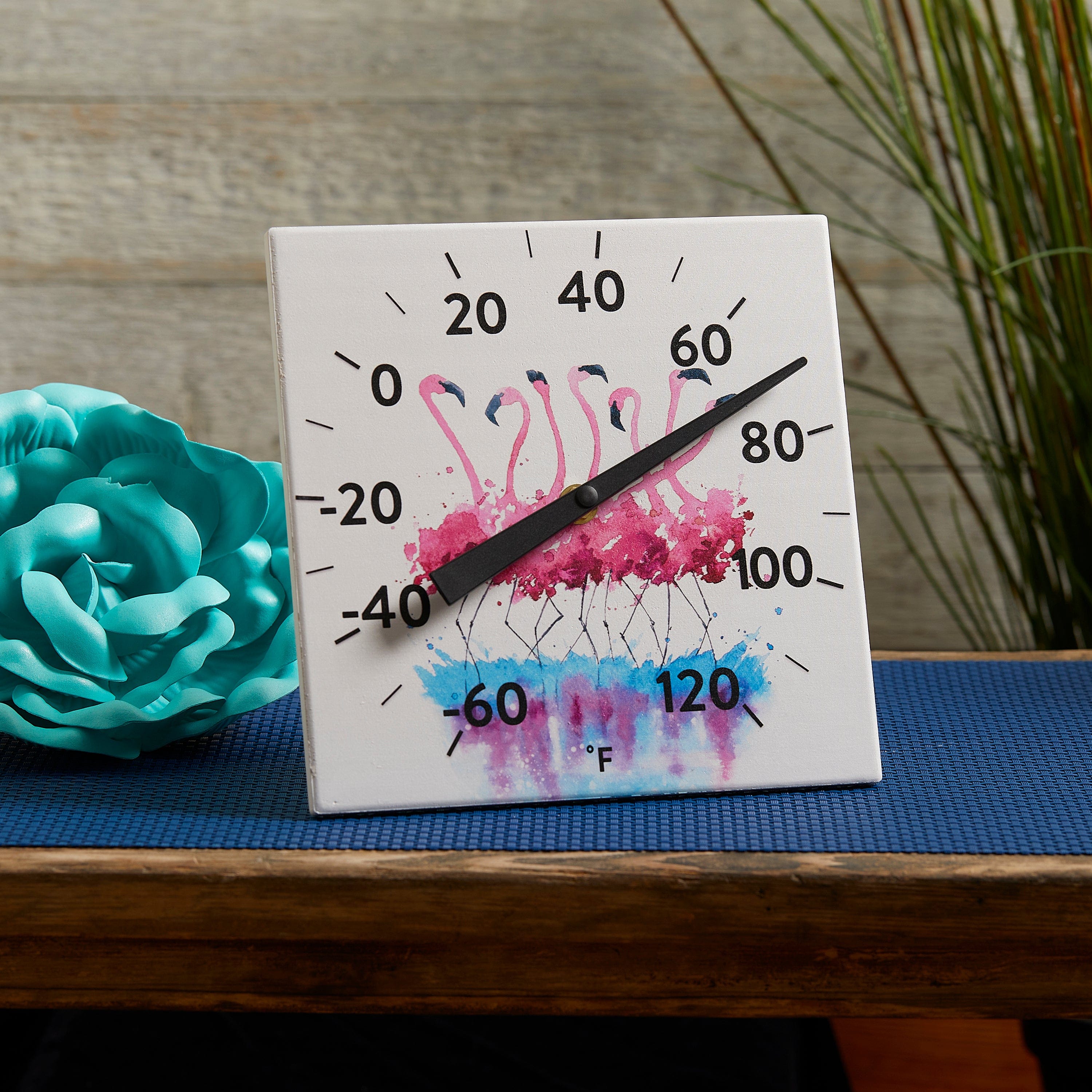 Ceramic Flamingo Tabletop and Hanging Decorative Thermometer