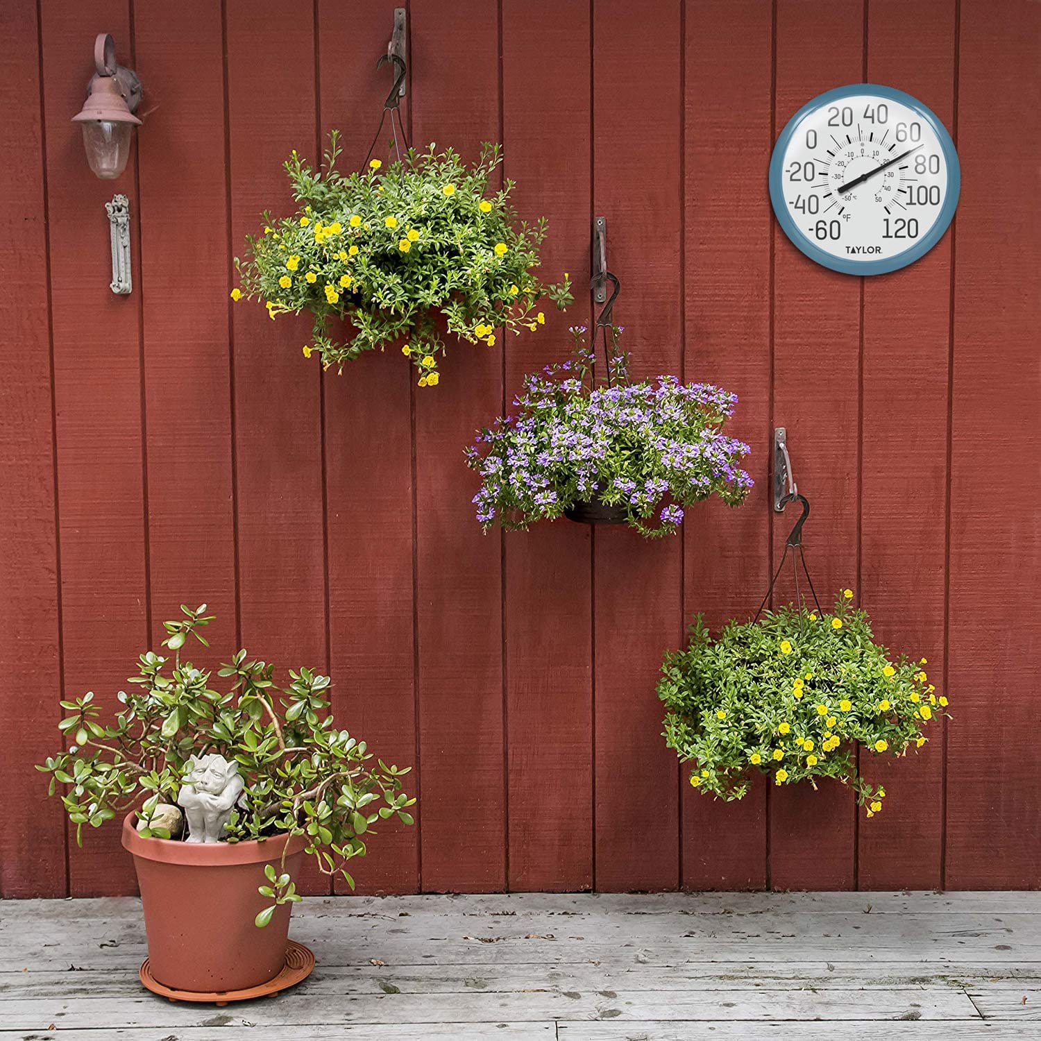 Termómetro grande y llamativo de 13,25", bisel verde azulado