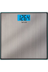 Taylor Digital Scales for Body Weight, Highly Accurate 400 LB Capacity,  Unique Blue LCD, Auto on and Off Scale, 11.8 x 11.8Inches, Stainless Steel